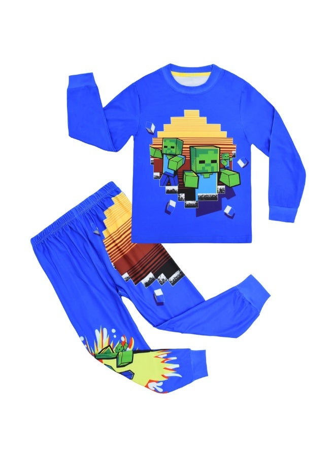 Minecraft Printed 2 Piece Loungewear Set Long Sleeve Top and Long Pants Pajama Set Multiple Sizes Available - Image 1