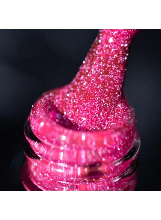 BURANO Reflective Gel Nail Polish, 7.3Ml Reflective Diamond Nail Glitter Gel Polish, Sparkly Color Gel Polish Holographic Glitters Shiny Gel Polish Uv Lamp Required (Hot Pink Sz9) - Image 1