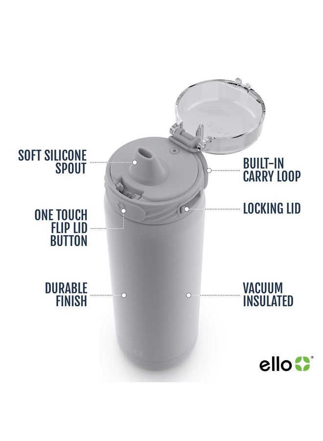 Ello Cooper Vacuum Insulated Stainless Steel Water Bottle with Anti-Microbial Silicone Straw, 22 oz , Gray - Image 3
