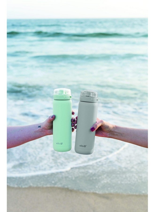 Ello Cooper Vacuum Insulated Stainless Steel Water Bottle with Anti-Microbial Silicone Straw, 22 oz , Gray - Image 2