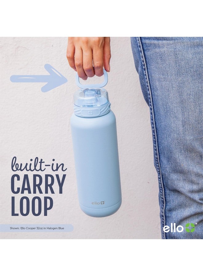 Ello Cooper Vacuum Insulated Stainless Steel Water Bottle with Anti-Microbial Silicone Straw, 22 oz , Gray - Image 4