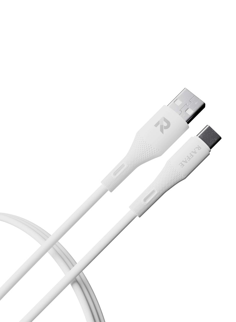 RAFFAE 25W Super Fast Charging USB to Type C Strong and Durable 1M Cable for iPhone 15/15 Pro/15 Pro Max Samsung, OnePlus, Huawei- White - Image 3