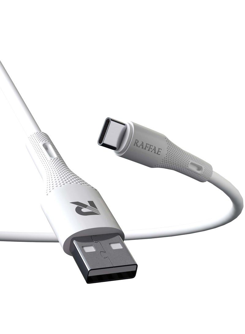 RAFFAE 25W Super Fast Charging USB to Type C Strong and Durable 1M Cable for iPhone 15/15 Pro/15 Pro Max Samsung, OnePlus, Huawei- White - Image 1