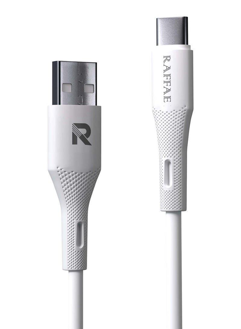 RAFFAE 25W Super Fast Charging USB to Type C Strong and Durable 1M Cable for iPhone 15/15 Pro/15 Pro Max Samsung, OnePlus, Huawei- White - Image 2