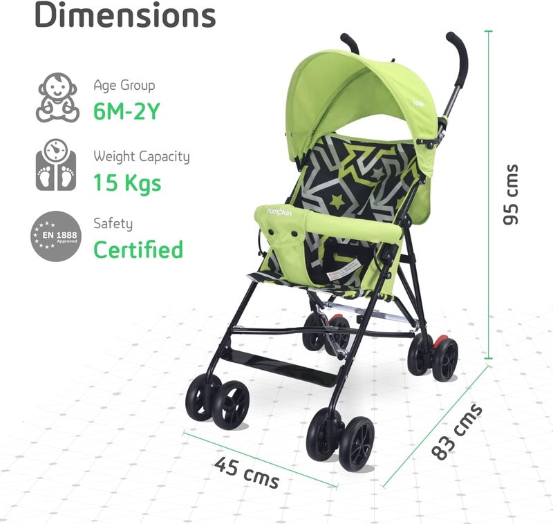 Little Pumpkin Lightweight Baby Stroller in Green - Image 4