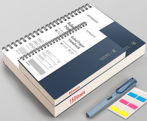 EMSHOI A4 Spiral Notebook College Ruled Lined Journal, 11.2" X 8.27", 300 Pages/150 Sheets, Easy Tear Perforated Pages, 100gsm Thick Paper, Waterproof Softcover, for School Work Writing-Blue - Image 5