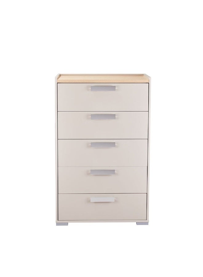 DANUBE HOME Cardano Chest Of 5 Drawers Multifunctional Storage Organiser Space Saving Drawer Chest Modern Design Furniture For Bedroom Living Room L78Xw39Xh124Cm -Natural Oak/Champagne  - Image 3