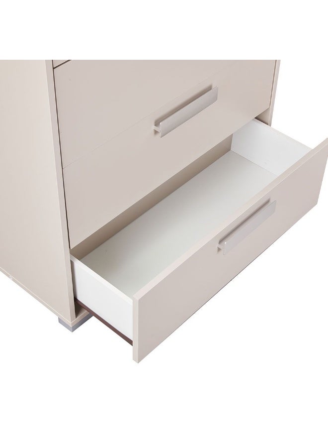 DANUBE HOME Cardano Chest Of 5 Drawers Multifunctional Storage Organiser Space Saving Drawer Chest Modern Design Furniture For Bedroom Living Room L78Xw39Xh124Cm -Natural Oak/Champagne  - Image 2
