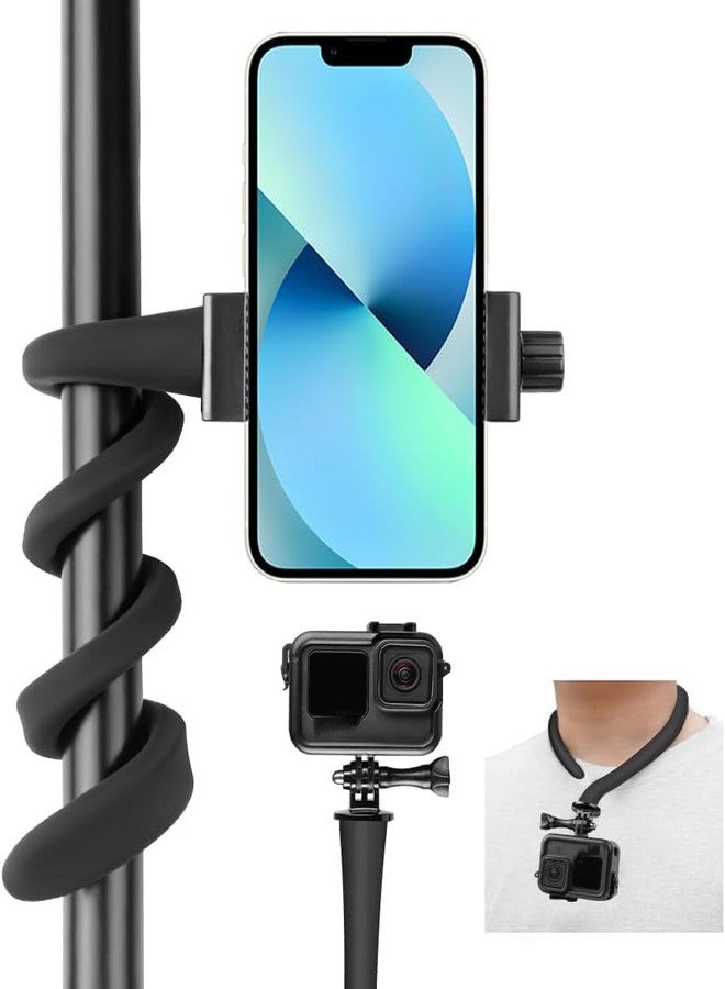 Taisioner Flex Mount Stroller Phone Holder Selfie Stick Gooseneck for Treadmill Bike Shopping Cart Boat Smartphone Suitable with GoPro Hero 12/11/10/9/8/7/6/5/4 AKASO Insta360 - Image 1