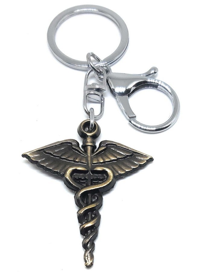 Aura Caduceus Doctors Symbol Gift Keychain For Doctors Men Women Boys Girls Husband Light Weight Metal Keychain (Green, 1) - Image 3