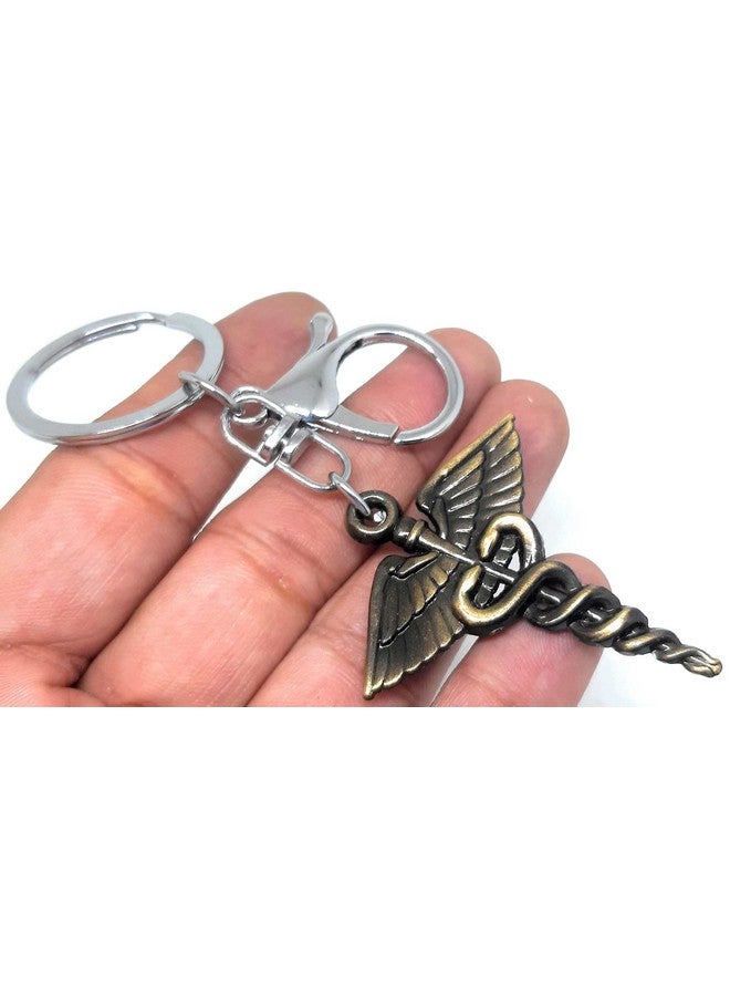 Aura Caduceus Doctors Symbol Gift Keychain For Doctors Men Women Boys Girls Husband Light Weight Metal Keychain (Green, 1) - Image 4