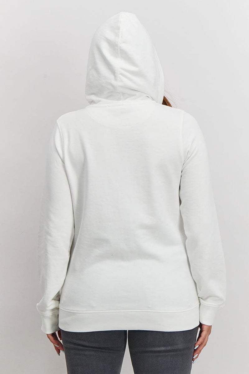 Love Moschino Women Hooded Neck Rhinestone Full Zip Sweatshirt, White  - Image 3