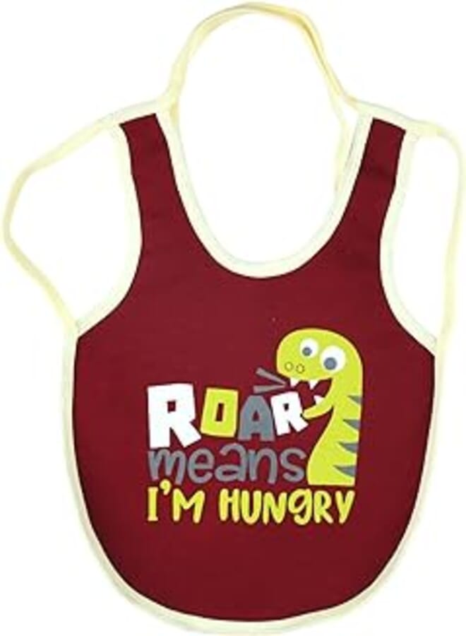 Mix and Max Mix&Max Cotton Bib Printed Dinosaur For Boys-Dark Red