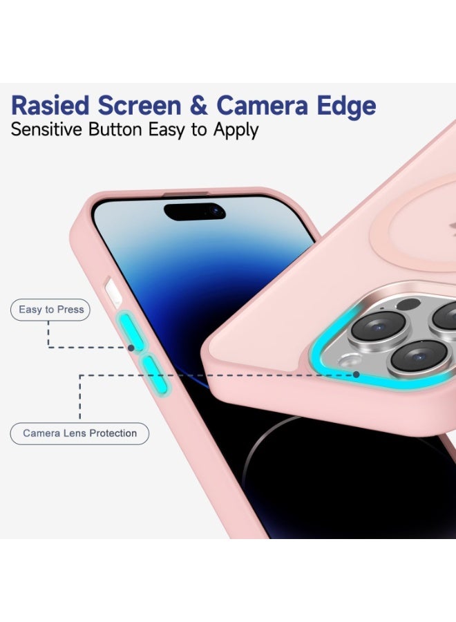 أكاليكس جراب مغناطيسي لهاتف آيفون 14 برو متوافق مع تقنية ماج سيف، غطاء خلفي شفاف غير لامع، نحيف ومقاوم للصدمات | وردي - Image 4