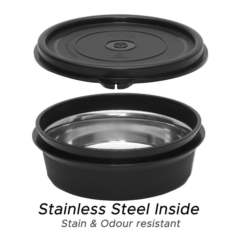 Jaypee Plus 1390 ml Stainless Steel Office Lunch Box | BPA Free, Microwave Safe & Spillproof Airtight 4 Containers | Includes Bottle, Spoon, Fork & Insulated Bag | Ideal for College & School (Grey) - Image 4