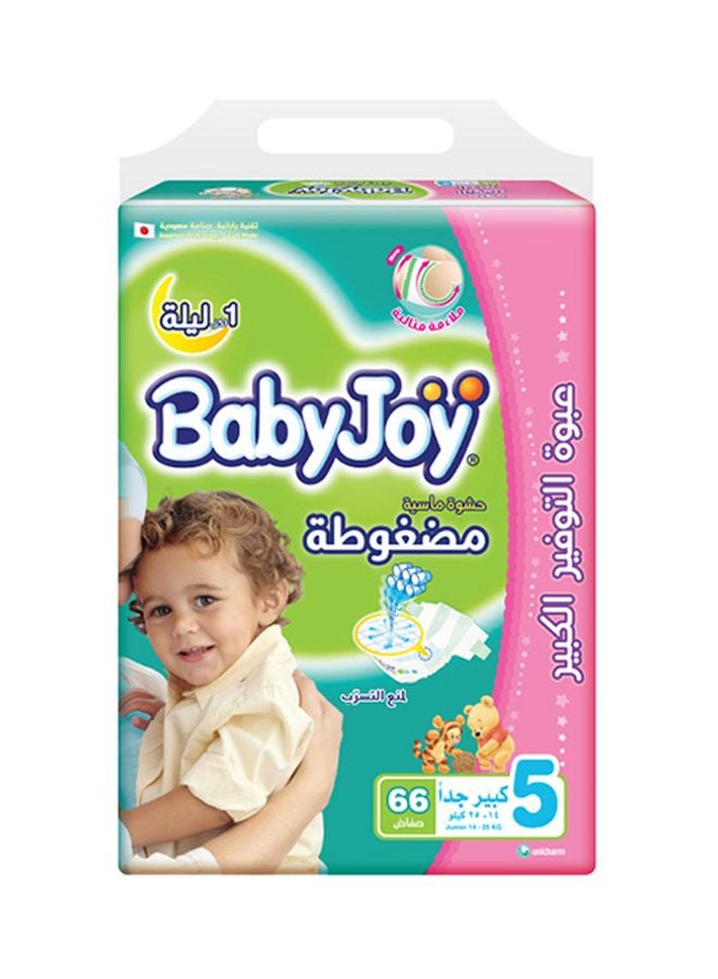 BabyJoy Compressed Diamond Pad Junior Diapers, Giant Pack, (14-25 Kg), 66 Count