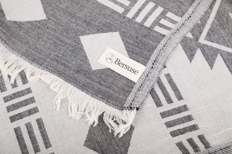 Bersuse 100% Cotton Belize XL Throw Blanket Turkish Towel Beach Blanket - Beach Camping Essentials - 75x90 Inches, Black - Image 5