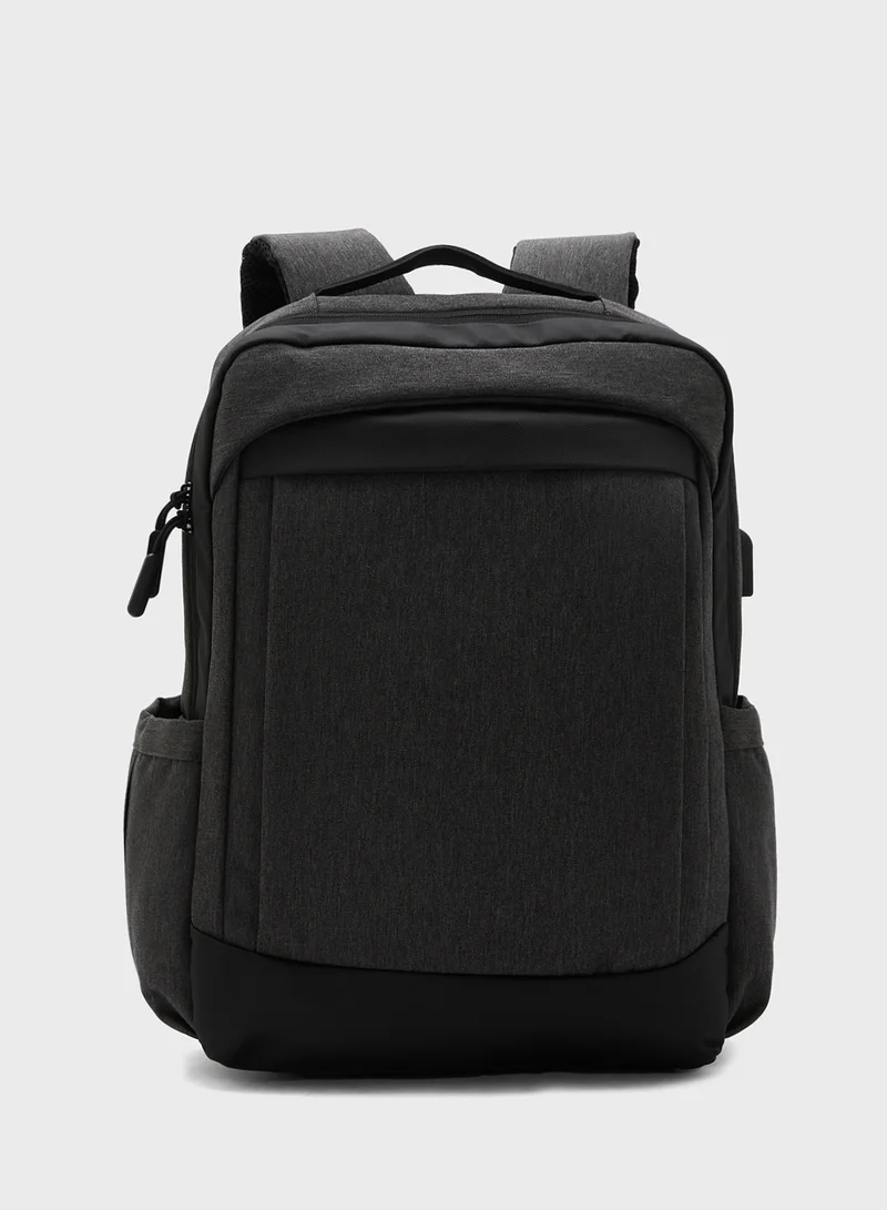 Robert Wood Padded Back Support Casual Backpack With Usb Port
