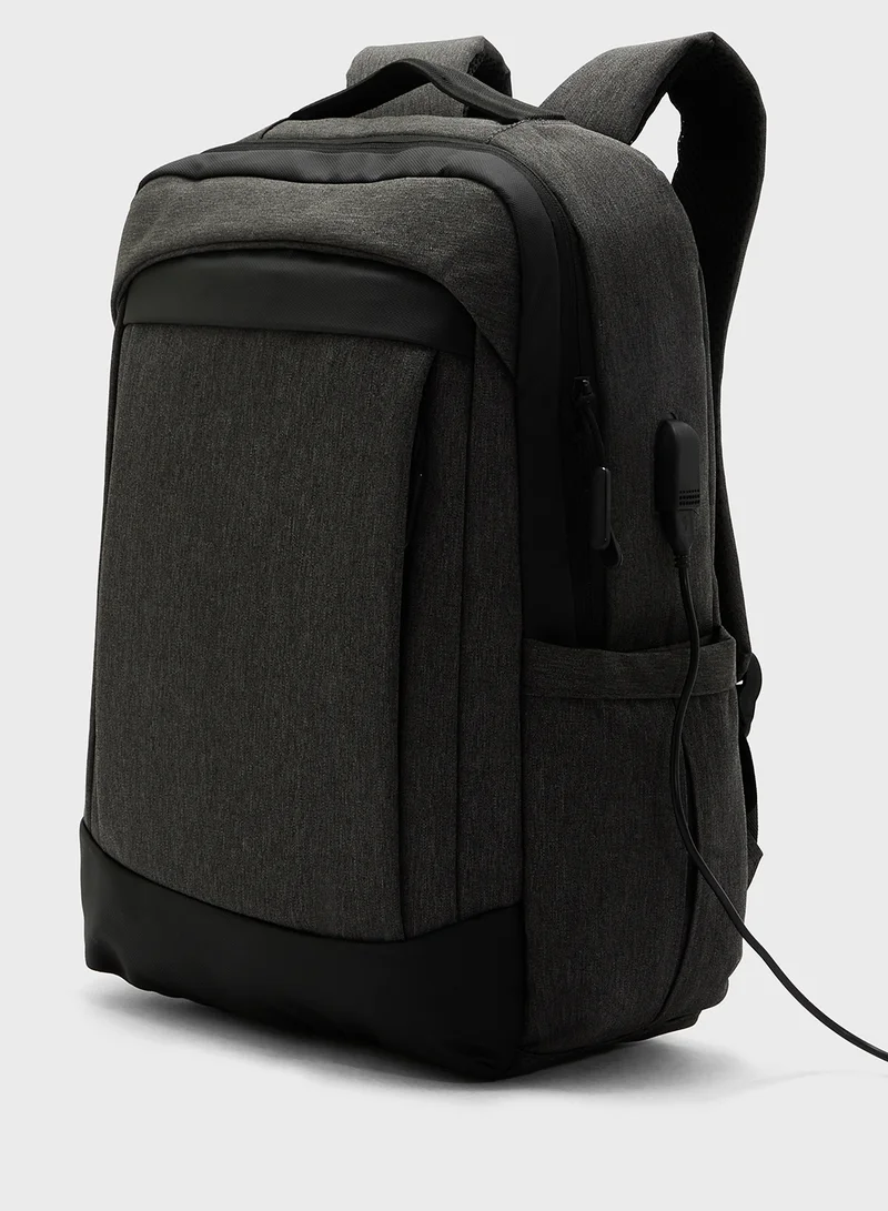 Robert Wood Padded Back Support Casual Backpack With Usb Port