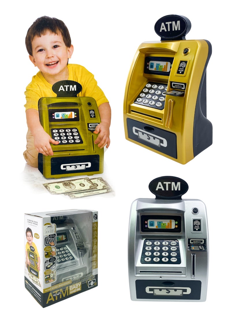 إيه تي إم ماكينة صراف آلي للأطفال – حصالة تعليمية بشكل ATM - مصممة على شكل صراف آلي حقيقي لتعليم الأطفال قيمة المال والادخار بطريقة تفاعلية ومرحة - Image 1
