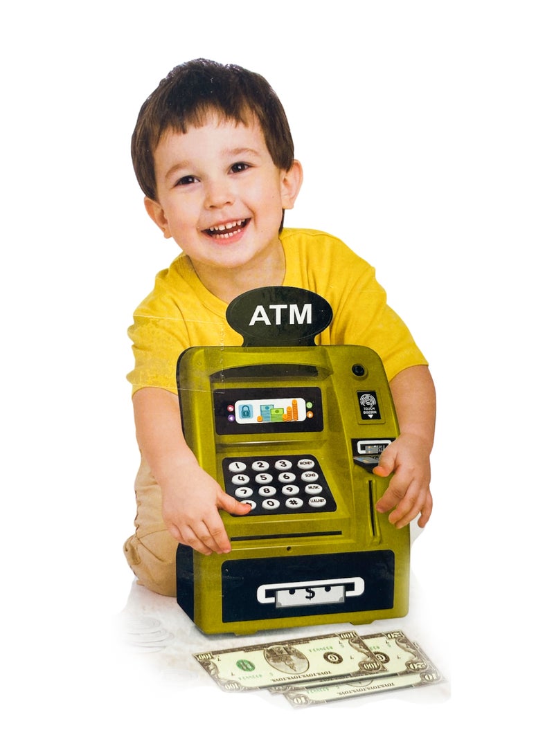 إيه تي إم ماكينة صراف آلي للأطفال – حصالة تعليمية بشكل ATM - مصممة على شكل صراف آلي حقيقي لتعليم الأطفال قيمة المال والادخار بطريقة تفاعلية ومرحة - Image 5