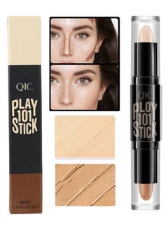 QIC Ploy 101 Stick Double ended 2 in1 Highlight Contour Highlighter Makeup Stick Eye Concealer Stick Facial Highlighter Makeup Mineral Contour Concealer Stick Palette Concealer Shadow Pen 01  - Image 1