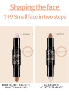 QIC Ploy 101 Stick Double ended 2 in1 Highlight Contour Highlighter Makeup Stick Eye Concealer Stick Facial Highlighter Makeup Mineral Contour Concealer Stick Palette Concealer Shadow Pen 01  - Image 4