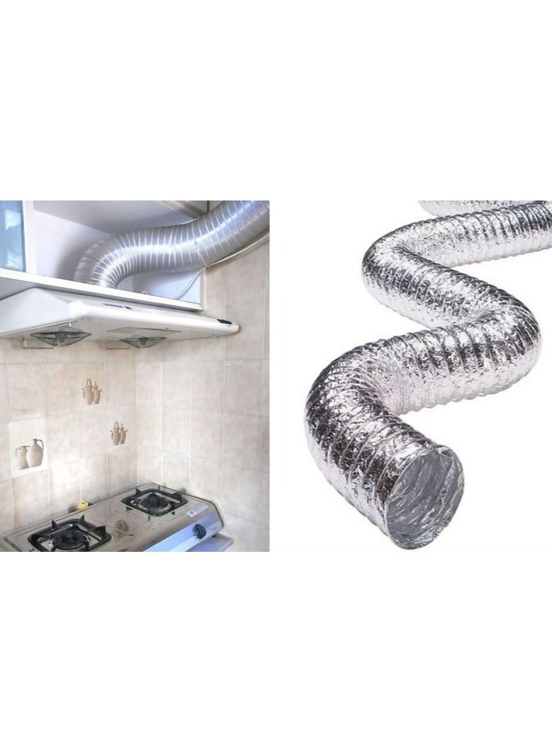 Shams A hobby or chimney that expands to 2.5 meters and a diameter of 5 inches (12.55 cm) of thermally expandable aluminum for the kitchen hood, gas heater and air conditioner + a special thermal paste roll of 23 yards + a hobby hood with a button - Image 5