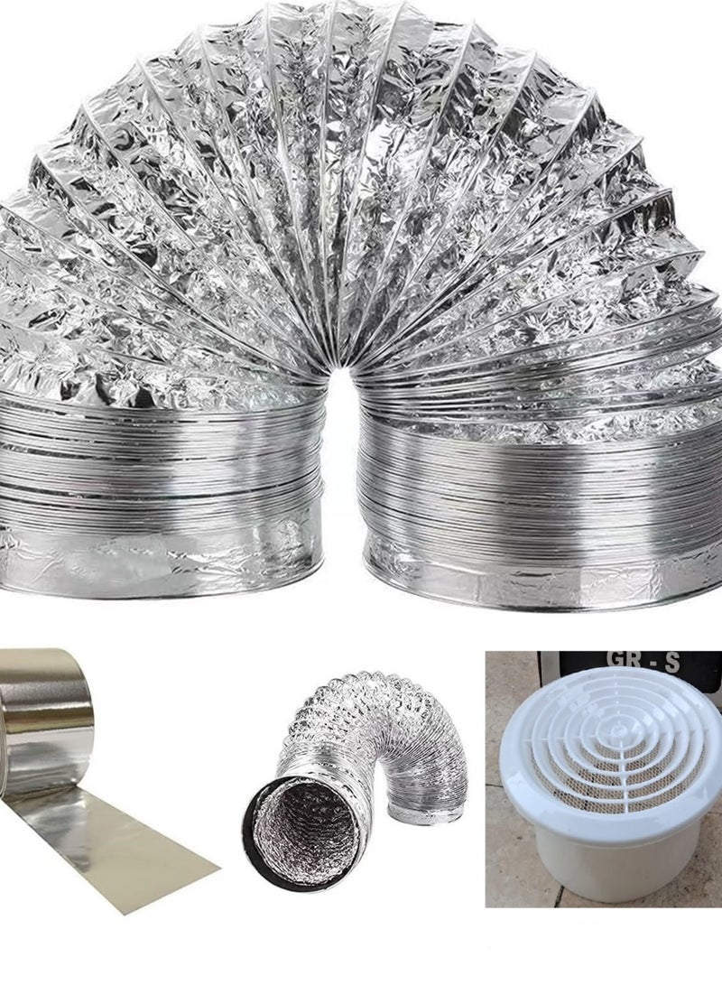 Shams A hobby or chimney that expands to 2.5 meters and a diameter of 5 inches (12.55 cm) of thermally expandable aluminum for the kitchen hood, gas heater and air conditioner + a special thermal paste roll of 23 yards + a hobby hood with a button - Image 1