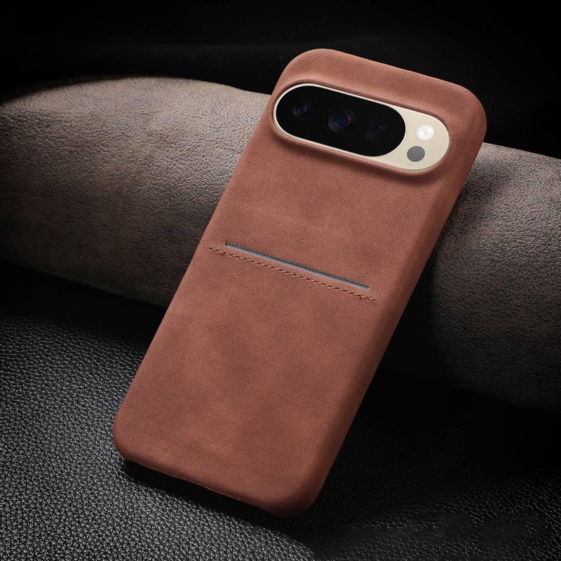 إيروريكس جراب هاتف Google Pixel 10 Pro XL مصنوع من جلد الغنم مع فتحة للبطاقات (بني) - Image 1