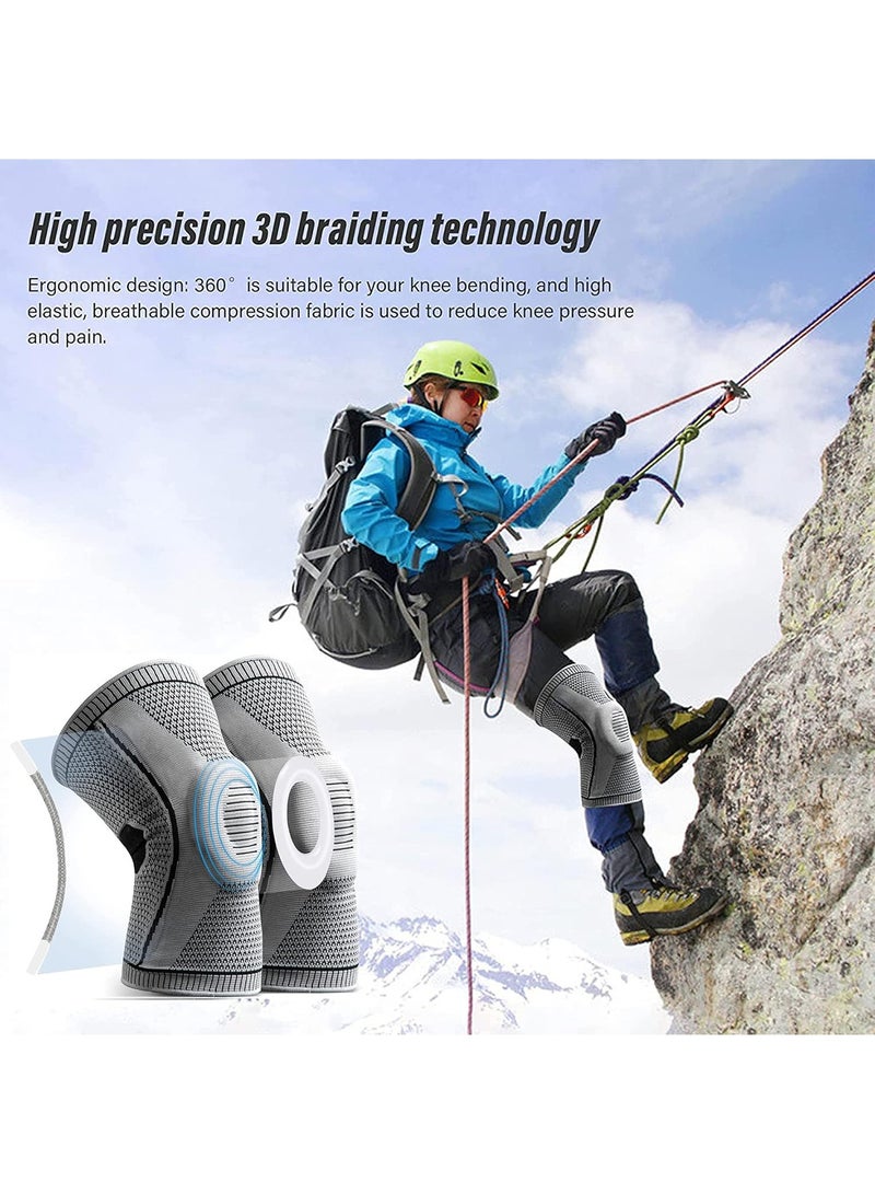 2-Pack Knee Brace Compression Sleeve with Silicone Gel Support - Patella Stabilizer for Arthritis, Sports, Running, Weight Lifting, Meniscus Tear Relief, Comfortable & Breathable for Men & Women,Knee Pads - Image 5