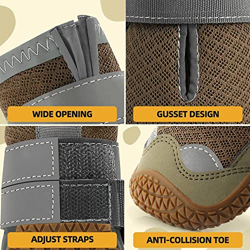 KUTKUT Dog Boots for Hardwood Floor | Breathable Dustproof Dog Shoes | Dog Booties with Reflective Anti-Slip Sole | Outdoor Paw Protectors with Rubber Soles for Hiking and Running (Size: 7) - Image 2