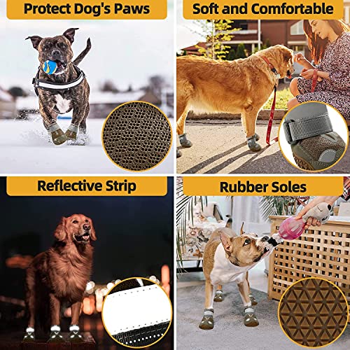 KUTKUT Dog Boots for Hardwood Floor | Breathable Dustproof Dog Shoes | Dog Booties with Reflective Anti-Slip Sole | Outdoor Paw Protectors with Rubber Soles for Hiking and Running (Size: 7) - Image 3