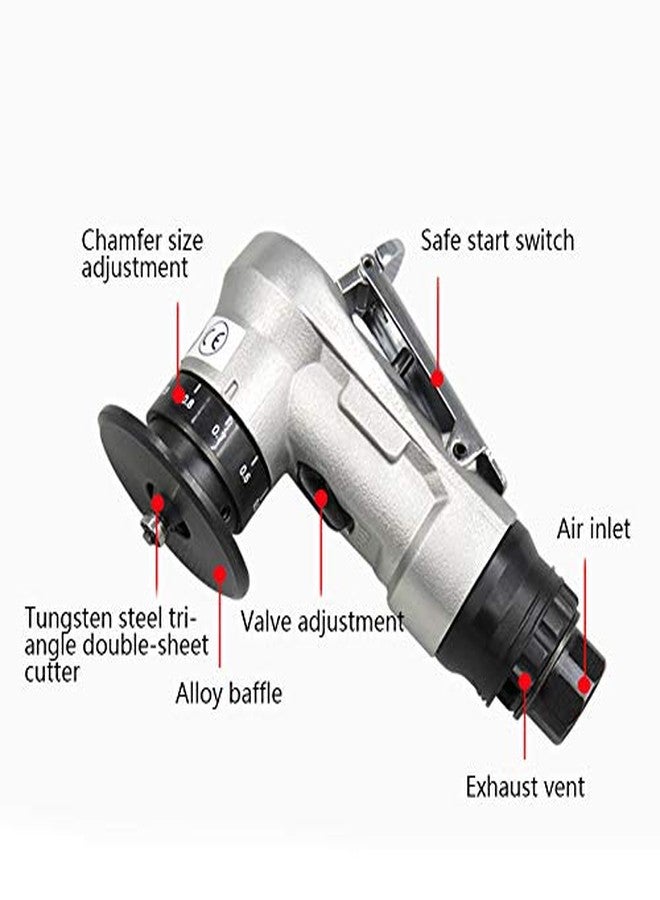 Walfront Adjustable 45° Pneumatic Chamfering Tool Air Powered Beveling Tool Handheld Deburring Grinder with US Type Interface Small Lightweight for Metal Working Projects - Image 3