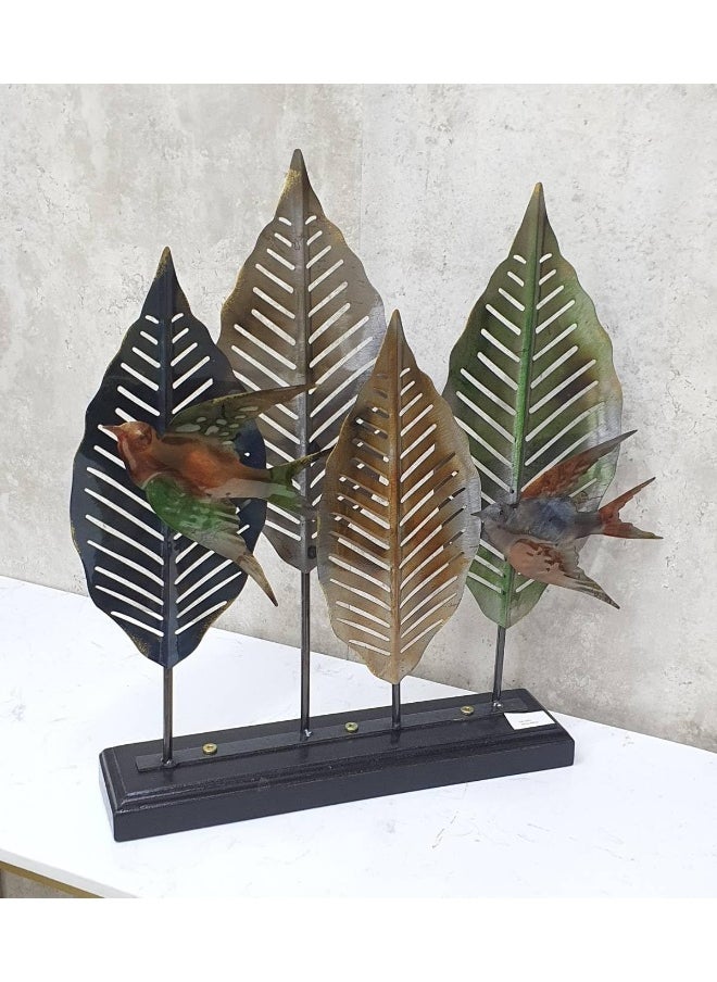 Decorhills Abstract Metal Art | Modern Metal Leaf Table Decor Sculpture | Handmade Metal Art for Living Room, Office & Home Decor | Elegant & Durable Metal Leaf Decoration 