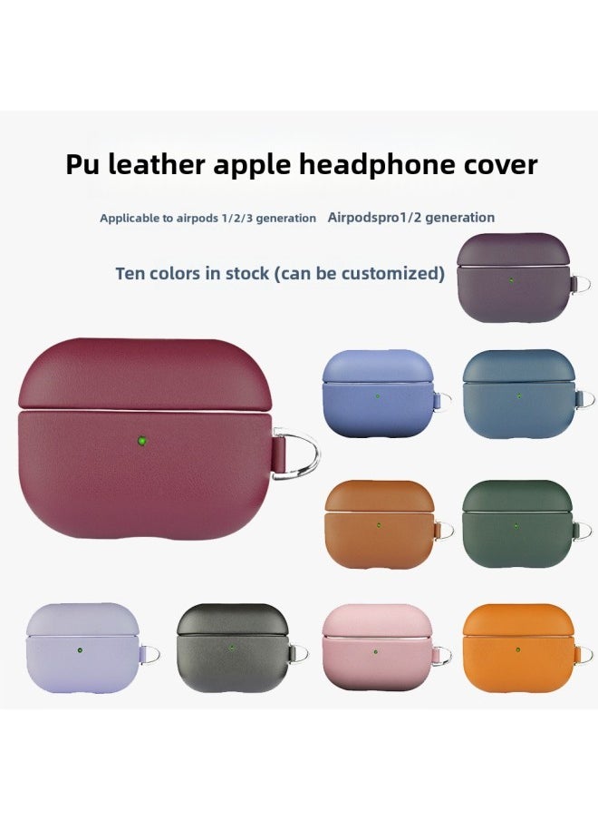 Generic - Full-Bodied PU Leather Bluetooth Protective Case For Apple AirPods 123Pro Durable Elegant Design Suitable For Various Models-Color:Black-Applicable Model:Airpods 3 Generations - Image 1