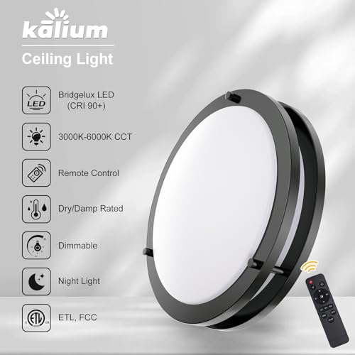 Kalium LED Ceiling Light with Remote 13 Inch Flush Mount Ceiling Light Fixture, 24W 3000K-6000K Adjustable Color Temperature, Dimmable Lighting Fixtures for Kitchen Bedroom Hardwired Installation - Image 3