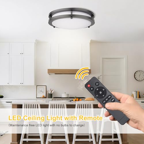 Kalium LED Ceiling Light with Remote 13 Inch Flush Mount Ceiling Light Fixture, 24W 3000K-6000K Adjustable Color Temperature, Dimmable Lighting Fixtures for Kitchen Bedroom Hardwired Installation - Image 5