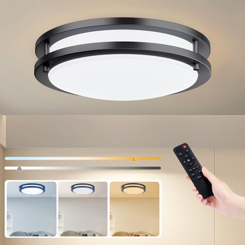 Kalium LED Ceiling Light with Remote 13 Inch Flush Mount Ceiling Light Fixture, 24W 3000K-6000K Adjustable Color Temperature, Dimmable Lighting Fixtures for Kitchen Bedroom Hardwired Installation - Image 1