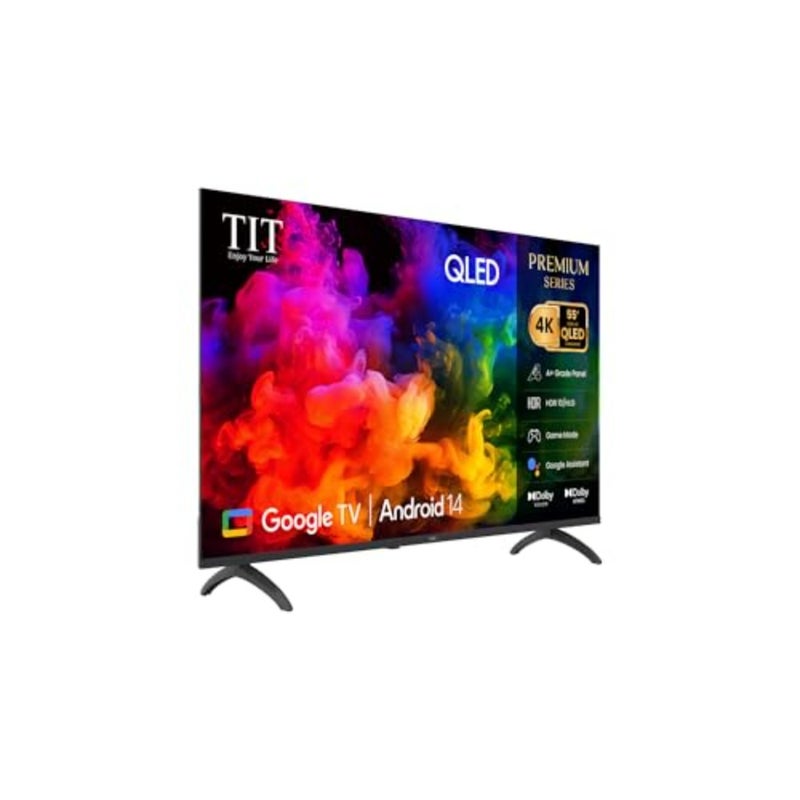 تلفزيون ذكي 55 بوصة 4K QLED للترفيه المنزلي، أسود، مع Google TV Android 14، Dolby Vision، HDR10/HLG، وضع الألعاب HSR 60 هرتز، Dolby Audio، 3× HDMI (ARC)، Wi-Fi + Bluetooth - Image 2