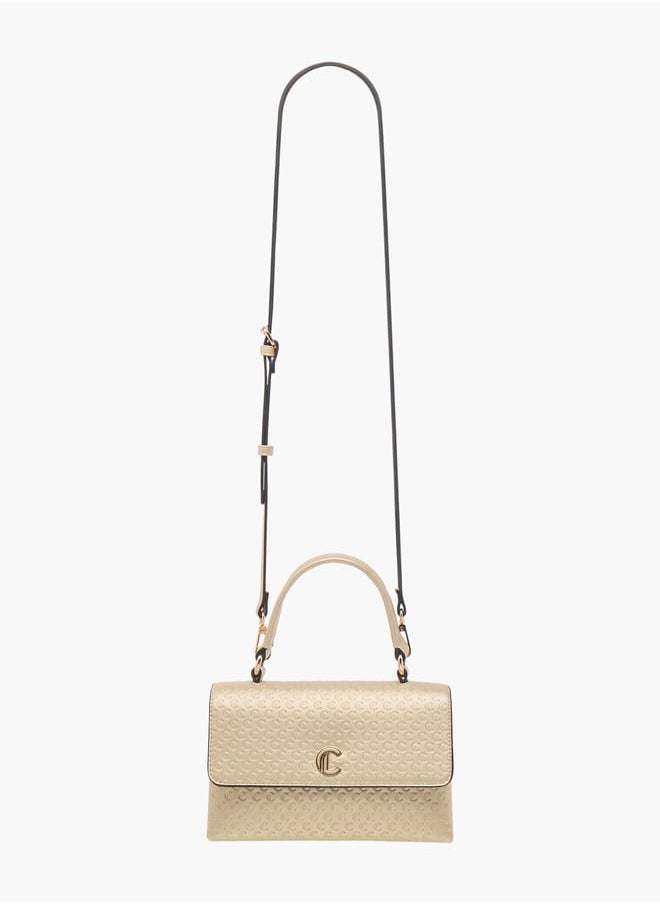 Le Confort Women Monogram Embossed Satchel Bag with Button Closure  - Image 2