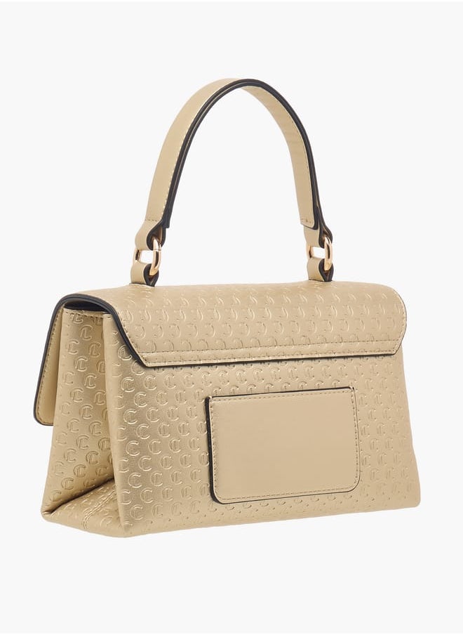 Le Confort Women Monogram Embossed Satchel Bag with Button Closure  - Image 3