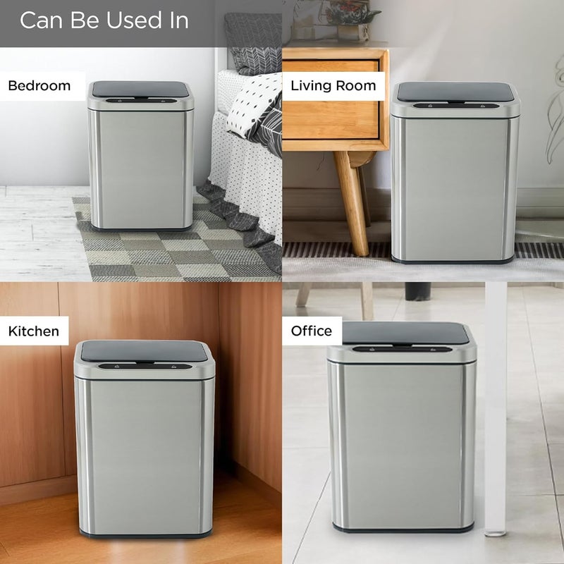 Kuber Industries 20L Stainless Steel Automatic Touchless Motion Sensor Dustbin Quick Open Soft Close Lid Garbage Bin for Kitchen Bathroom Indoor Outdoor Trash Can - Image 5