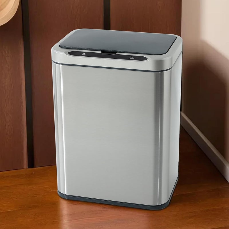 Kuber Industries 20L Stainless Steel Automatic Touchless Motion Sensor Dustbin Quick Open Soft Close Lid Garbage Bin for Kitchen Bathroom Indoor Outdoor Trash Can - Image 1