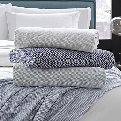 Sferra Terzo 100% Brushed Cotton Throw - Sand/White - Image 4