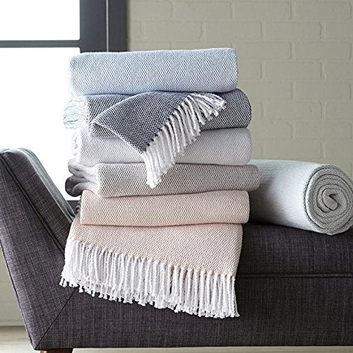 Sferra Terzo 100% Brushed Cotton Throw - Sand/White - Image 3