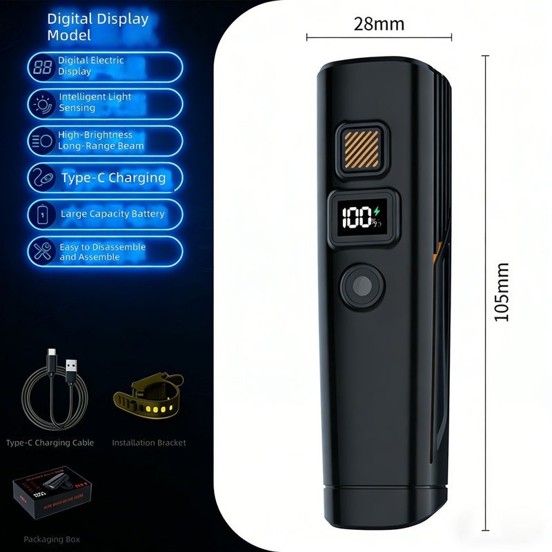 Bicycle Night Riding Front Light - Powerful Illumination, LCD Display, Waterproof Cycling Gear - Upgraded Edition