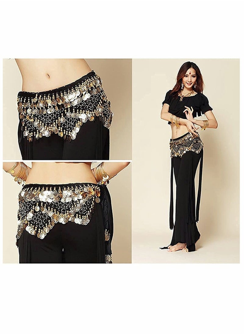 Generic - Sweet Belly dance Hip Scarf, Wrap Performance Bling Sequins Coins, for Bellydance, Zumba or Yoga Class, Excellent for Bellydance Practice (with 3 pair Finger Cymbals) - Image 1