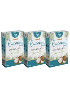 ALIF NATURALS Coconut Organic and Handmade Soap for Face and Body Cleanser  | 125g | Pack of 3  - Image 1