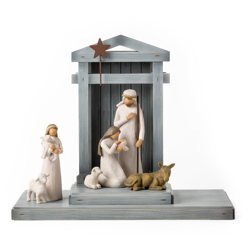 Willow Tree Nativity Deluxe Starter Figures Plus Crche 7Piece Set